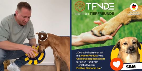 Mit dem neuen Hunde-Intelligenzspielzeug UFO Gnadenplatzhund Sam unterstützen